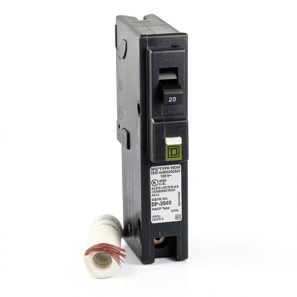 Square D Homeline AFCI breaker installed in a load center