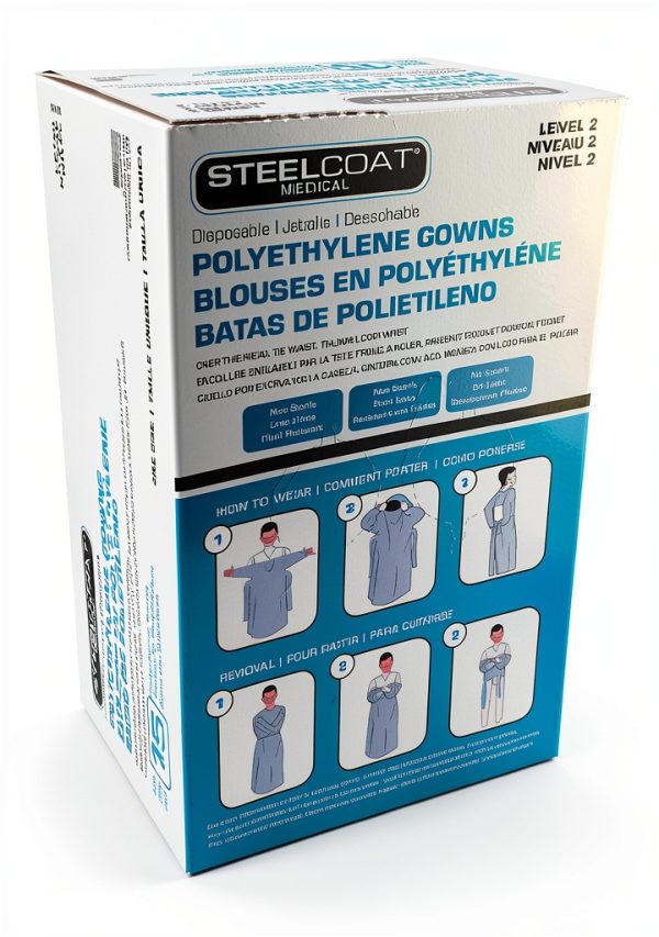 Disposable Protection Gown Petoskey 90‑Pack Blue Knee‑Length-4
