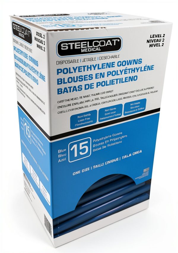 Disposable Protection Gown Petoskey 90‑Pack Blue Knee‑Length-3