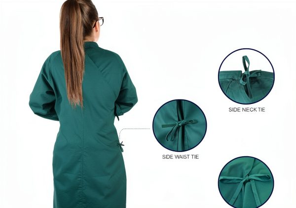 Medd Max Medical Gown - Reusable Green XL Cotton Lab Coat-2