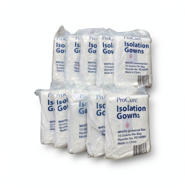 ProCure PC150WU Isolation Gowns Longsleeve 10-Count Cuffs White-1