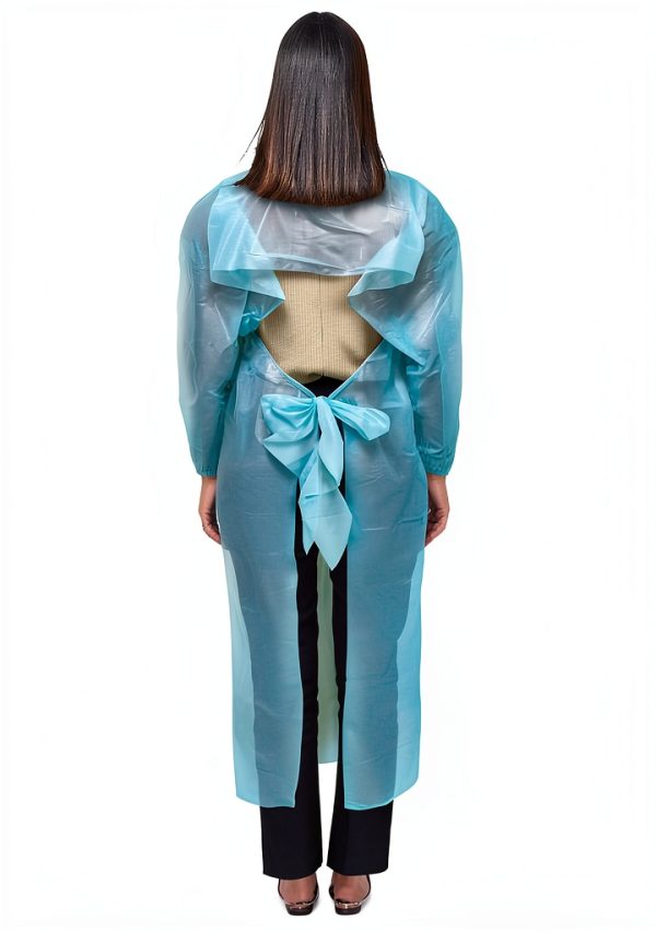EZGOODZ Blue Polyethylene Isolation Gowns 45" Large 25-Pack PPE-0
