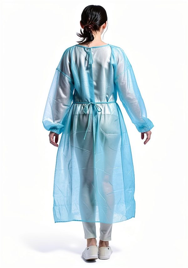 Disposable Isolation Gown ZMDREAM Waterproof Waist Ties Blue 10 Pack-0