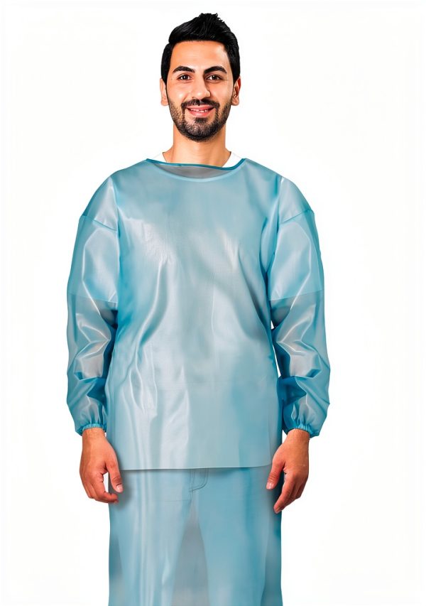 EZGOODZ Blue Polyethylene Isolation Gowns 45" Large 25-Pack PPE-1