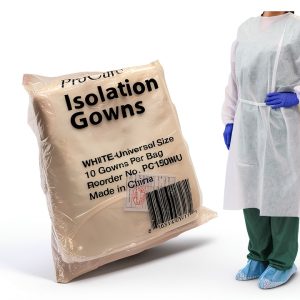 ProCure PC150WU Isolation Gowns Longsleeve 10-Count Cuffs White-0