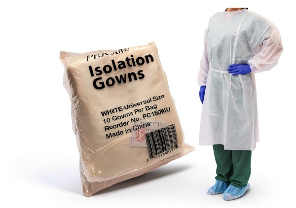ProCure PC150WU Isolation Gowns Longsleeve 10-Count Cuffs White-0