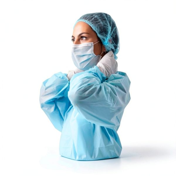 EZGOODZ Blue Polyethylene Isolation Gowns 45" Large 25-Pack PPE-2