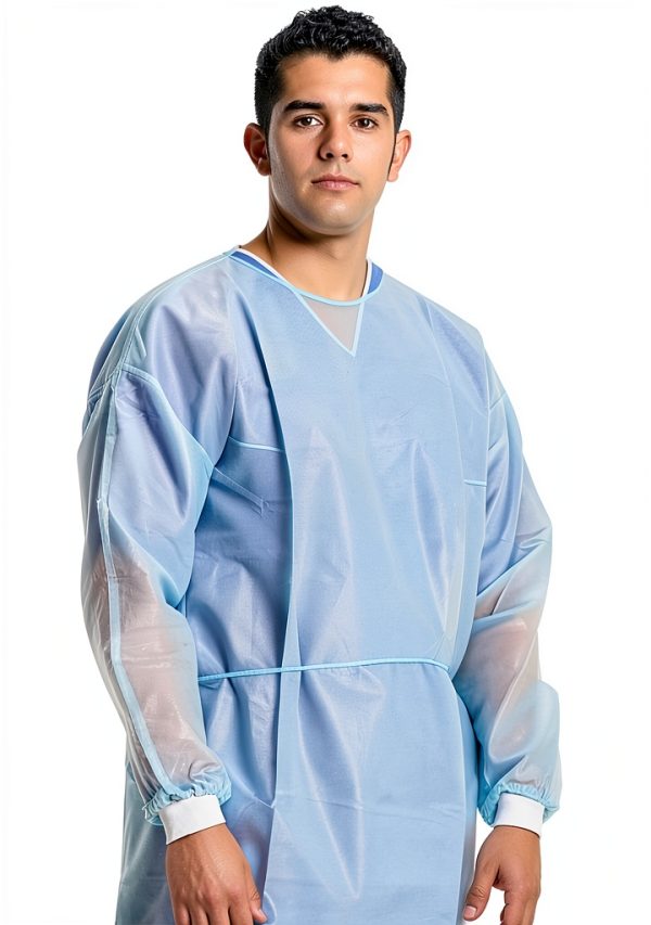 Disposable Isolation Gown ZMDREAM Waterproof Waist Ties Blue 10 Pack-1