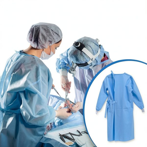 Disposable Isolation Gown, 100% Polypropylene Lab Gowns with Knit Cuff Long Sleeve, 100 Pack CE Certified Level 2 Gowns for Dental, Medical Use, Fluid-Resistant and Latex-Free Gowns-2