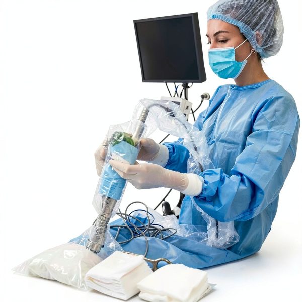 Disposable Isolation Gown, 100% Polypropylene Lab Gowns with Knit Cuff Long Sleeve, 100 Pack CE Certified Level 2 Gowns for Dental, Medical Use, Fluid-Resistant and Latex-Free Gowns-3